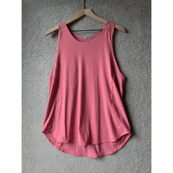 Lululemon Tank Top Medium 8 Mesh Panel Wide Strap Stretchy Salmon Pink Athletic - Picture 1 of 16